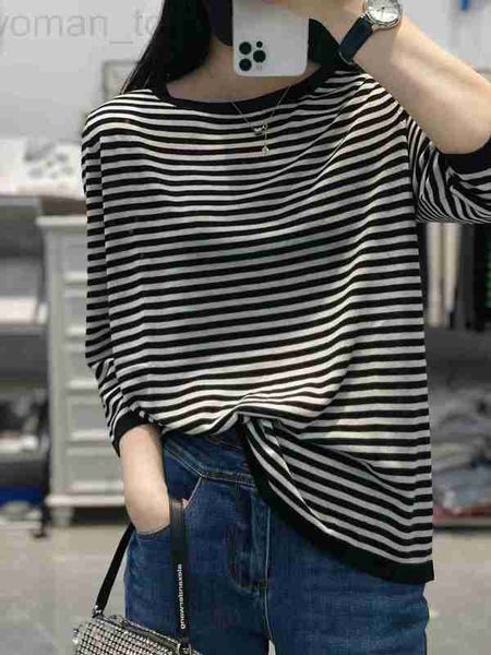 women's t-shirt designer summer ins new ce * classic striped silk woolen sweater medium sleeve short versatile slim knitted shirt for w, White
women's t-shirt designer summer ins new ce * classic striped silk woolen sweater medium sleeve short versatile slim knitted shirt for w, White
