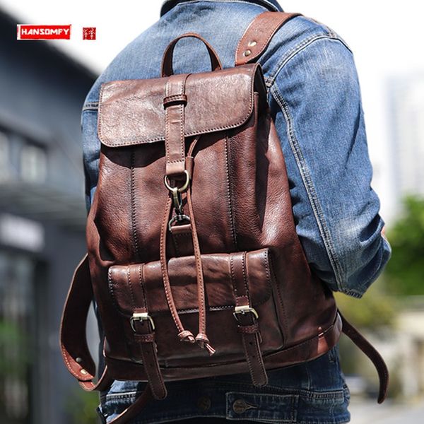 school bags vintage genuine leather men's backpack first layer cowhide retro large capacity 14156 inch lapbag computer travel 230804
school bags vintage genuine leather men's backpack first layer cowhide retro large capacity 14156 inch lapbag computer travel 230804