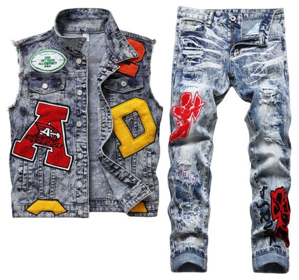 summer blue tracksuits embroidered men039s vest jeans 2pcs set fashion slim denim waistcoat and ripped patch stretch pants conj5174355, Gray
summer blue tracksuits embroidered men039s vest jeans 2pcs set fashion slim denim waistcoat and ripped patch stretch pants conj5174355, Gray