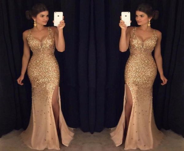 2k17 sparkle gold crystal prom dresses mermaid v neck high side split evening dress floor length long formal custom prom dressess8851225, Black
2k17 sparkle gold crystal prom dresses mermaid v neck high side split evening dress floor length long formal custom prom dressess8851225, Black