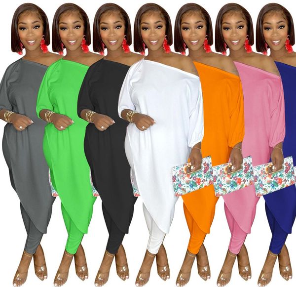 women two piece outfits sets oblique shoulder long sleeve casual legging pants sets8096118, White
women two piece outfits sets oblique shoulder long sleeve casual legging pants sets8096118, White