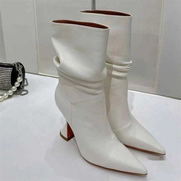 full grain leather goblet half boots mid calf pull fashion pointed slip-on cowboy boot women's outdoor shoes luxury designer high-heele, Black
full grain leather goblet half boots mid calf pull fashion pointed slip-on cowboy boot women's outdoor shoes luxury designer high-heele, Black
