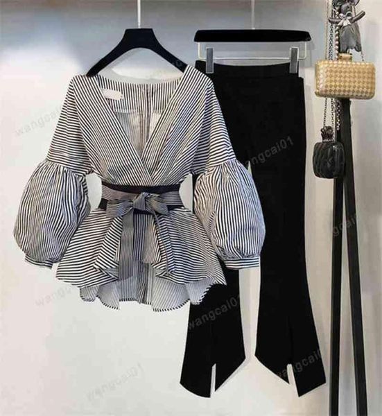 women039s two piece pants spring summer 2 pcs suits women039s striped bow lantern seve blouse black split flare seve pants2627896, White
women039s two piece pants spring summer 2 pcs suits women039s striped bow lantern seve blouse black split flare seve pants2627896, White