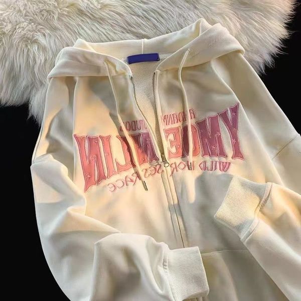 women's hoodies sweatshirts american retro letters embroidered hooded sweatshirt cardigan y2k hoodies women spring autumn loose lazy st, Black
women's hoodies sweatshirts american retro letters embroidered hooded sweatshirt cardigan y2k hoodies women spring autumn loose lazy st, Black