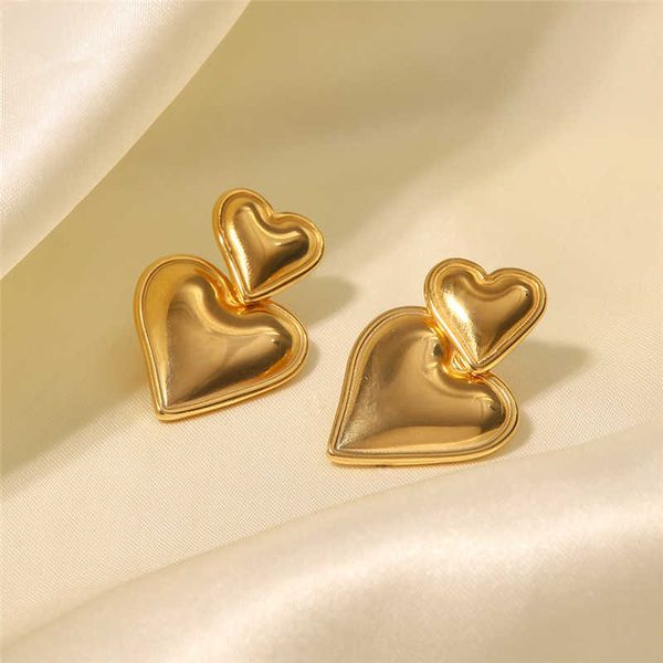 charm luxury trendy double heart shaped earrings gold plated smooth metal love earrings for women jewelry party gift r230804, Golden
charm luxury trendy double heart shaped earrings gold plated smooth metal love earrings for women jewelry party gift r230804, Golden