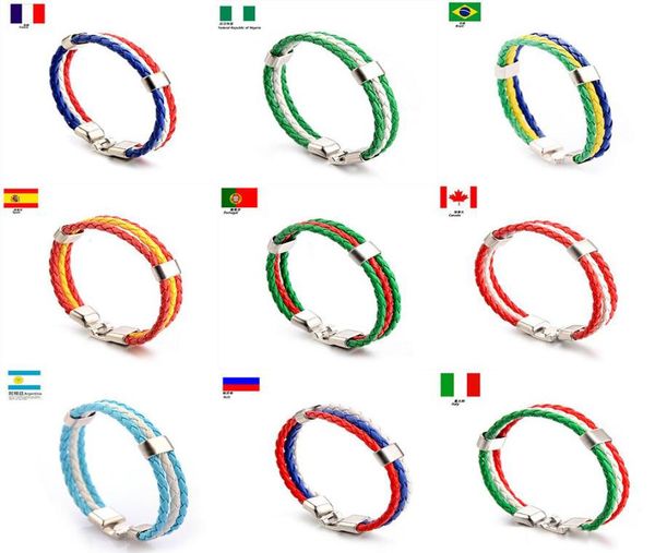 world cup football soccer team leather bracelet with national flag stripe charms handmade braided wristband fans gift8580326, Golden;silver
world cup football soccer team leather bracelet with national flag stripe charms handmade braided wristband fans gift8580326, Golden;silver