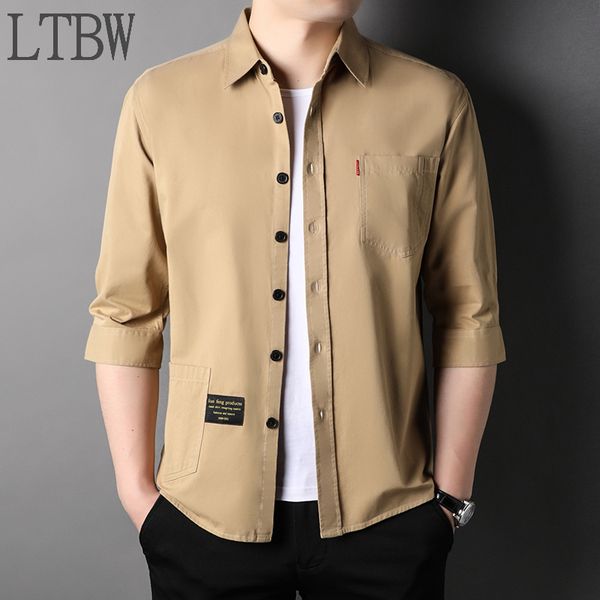 men's casual shirts 34 sleeve men long cotton dress shirt male cargo work with pockets 230804, White;black
men's casual shirts 34 sleeve men long cotton dress shirt male cargo work with pockets 230804, White;black