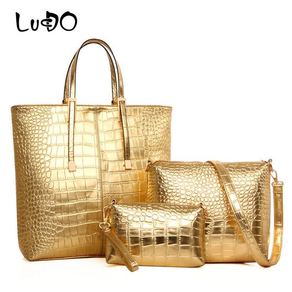 evening bags lucdo 3pcsset large capacity shoulder bag for women fashion luxury gold leather handbag lady silver big tote 230803
evening bags lucdo 3pcsset large capacity shoulder bag for women fashion luxury gold leather handbag lady silver big tote 230803