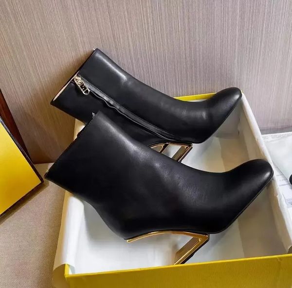fashion designer winte first women ankle boots nappa leather high-heel boots fshaped booties rounded toe gold-colored metal party wedding bo, Black
fashion designer winte first women ankle boots nappa leather high-heel boots fshaped booties rounded toe gold-colored metal party wedding bo, Black