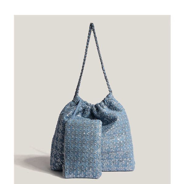 trash bag chain bucket bag ladies large capacity shoulder tote denim sequins underarm bag 0811
trash bag chain bucket bag ladies large capacity shoulder tote denim sequins underarm bag 0811
