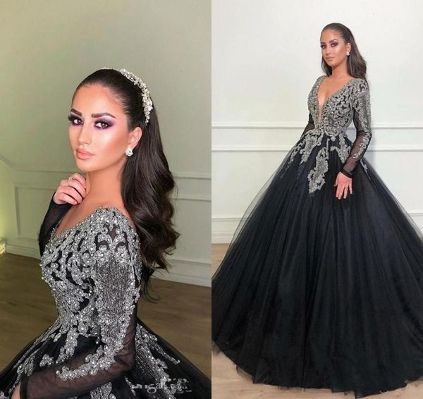 african black ball gown prom dresses long sleeve 2019 formal deep v neck luxury beading lace applique tulle arabic evening dress p1298161, Black;red
african black ball gown prom dresses long sleeve 2019 formal deep v neck luxury beading lace applique tulle arabic evening dress p1298161, Black;red