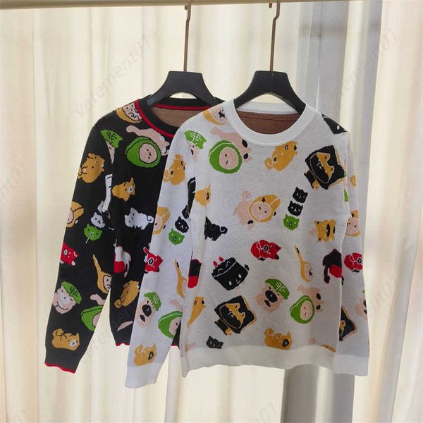 lady knit sweaters designer sweater womens piglet cartoon bottle multicolor heavy jacquard fashion long sleeve pullover knitted sweatshirt, White;black
lady knit sweaters designer sweater womens piglet cartoon bottle multicolor heavy jacquard fashion long sleeve pullover knitted sweatshirt, White;black