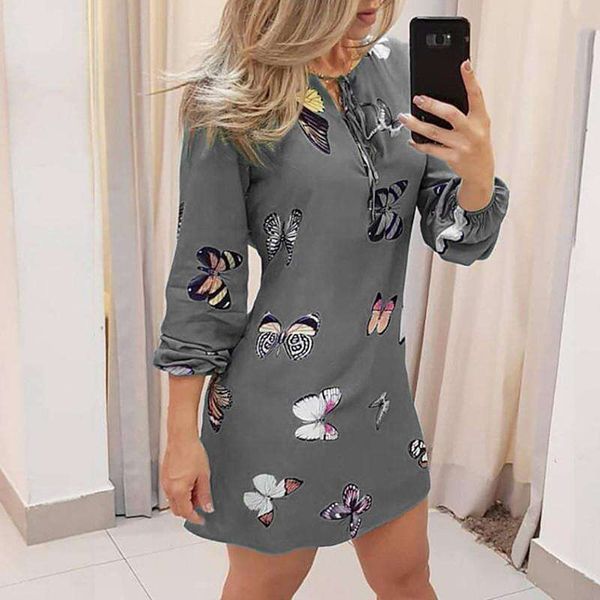 fashion womens dress butterfly print v neck straps lantern sleeves, Black;gray
fashion womens dress butterfly print v neck straps lantern sleeves, Black;gray
