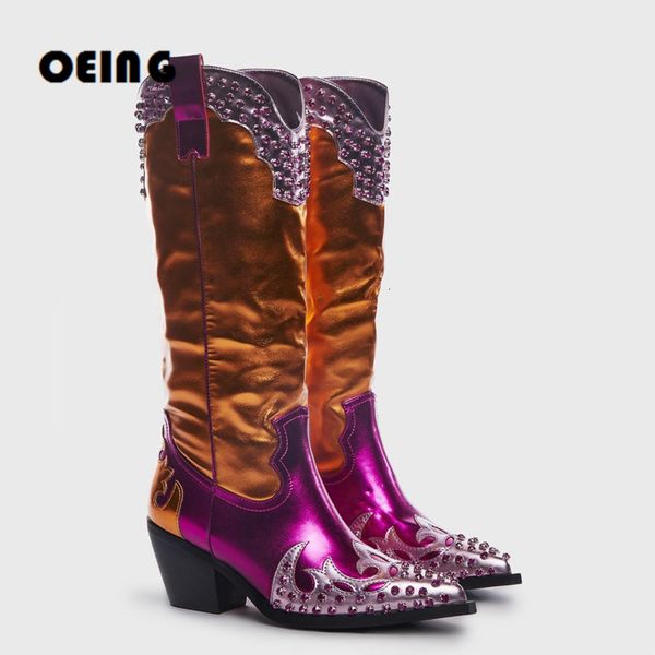 boots women multicolor western cowboy boots crystal- embellished patchwork knee high boots female pointy toe block heels slip-on botas 23080, Black
boots women multicolor western cowboy boots crystal- embellished patchwork knee high boots female pointy toe block heels slip-on botas 23080, Black