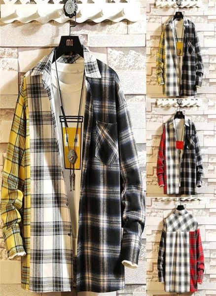 new style for men in autumn and winter fashion stitched plaid long sleeve shirt quality good stylish clothes in apparel 4n1519590129, White;black 
new style for men in autumn and winter fashion stitched plaid long sleeve shirt quality good stylish clothes in apparel 4n1519590129, White;black