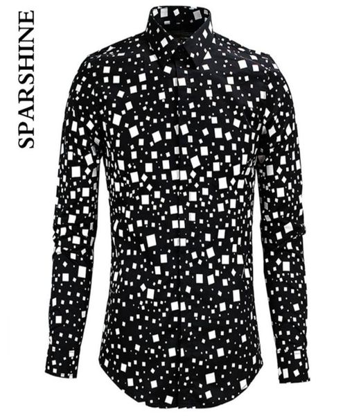 men shirt chemise homme black white square printed slim long sleeve mens dress shirts cotton shirt camisa2420033, White;black
men shirt chemise homme black white square printed slim long sleeve mens dress shirts cotton shirt camisa2420033, White;black