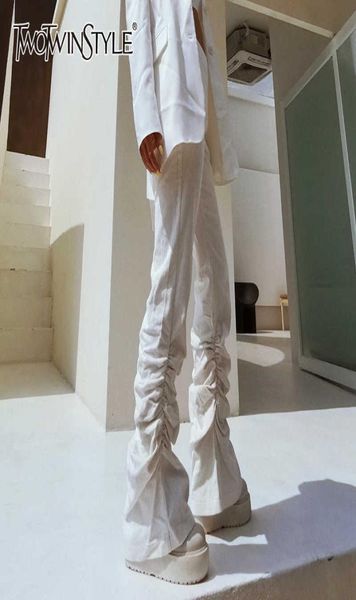 twotwinstyle white corduroy flare pants for women high waist casual ruched loose straight trouser female fashion new clothing q0802057378, Black;white
twotwinstyle white corduroy flare pants for women high waist casual ruched loose straight trouser female fashion new clothing q0802057378, Black;white