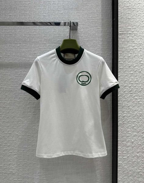 women designer t-shirt embroidered logo on chest short sleeve round neck tees slim fit design girl t shirt aug02, White
women designer t-shirt embroidered logo on chest short sleeve round neck tees slim fit design girl t shirt aug02, White