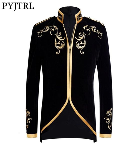 pyjtrl british style palace prince fashion black velvet gold embroidery blazer wedding groom slim fit suit jacket singers coat cj12070276, White;black
pyjtrl british style palace prince fashion black velvet gold embroidery blazer wedding groom slim fit suit jacket singers coat cj12070276, White;black