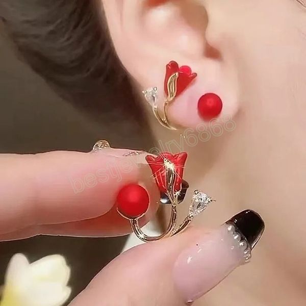 korean fashion red flower imitation pearl stud earrings for women elegant zircon lovely earring wedding party jewelry gift mujer, Golden;silver
korean fashion red flower imitation pearl stud earrings for women elegant zircon lovely earring wedding party jewelry gift mujer, Golden;silver
