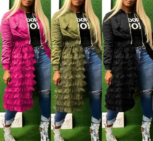 fashion women jacket solid color zipper coat long sleeve mesh lace outerwear streetwear casual long jacket coat women coats6142858, Black;brown
fashion women jacket solid color zipper coat long sleeve mesh lace outerwear streetwear casual long jacket coat women coats6142858, Black;brown