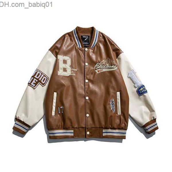 men's jackets mens varsity pu leather baseball jacket men women vintage embroidery letter patchwork college coats hip hop bomber coat t, Black;brown
men's jackets mens varsity pu leather baseball jacket men women vintage embroidery letter patchwork college coats hip hop bomber coat t, Black;brown