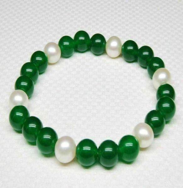 75quot 85quot 89mm white pearl 8mm green jade round gems beads bangle bracelet6676263, Black
75quot 85quot 89mm white pearl 8mm green jade round gems beads bangle bracelet6676263, Black