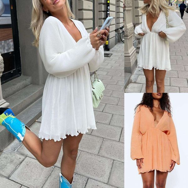 womens summer dresses casually loose long sleeves deep v short skirt item, Black;gray
womens summer dresses casually loose long sleeves deep v short skirt item, Black;gray