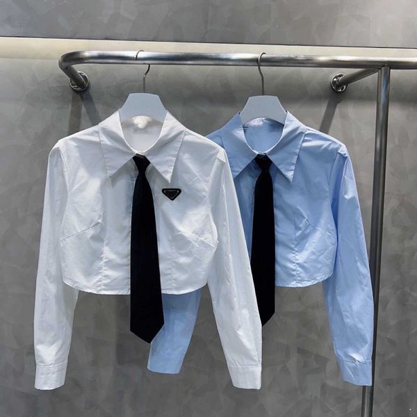 triangle academy style short solid long sleeve shirt women's slim fit design temperament tie top, White
triangle academy style short solid long sleeve shirt women's slim fit design temperament tie top, White