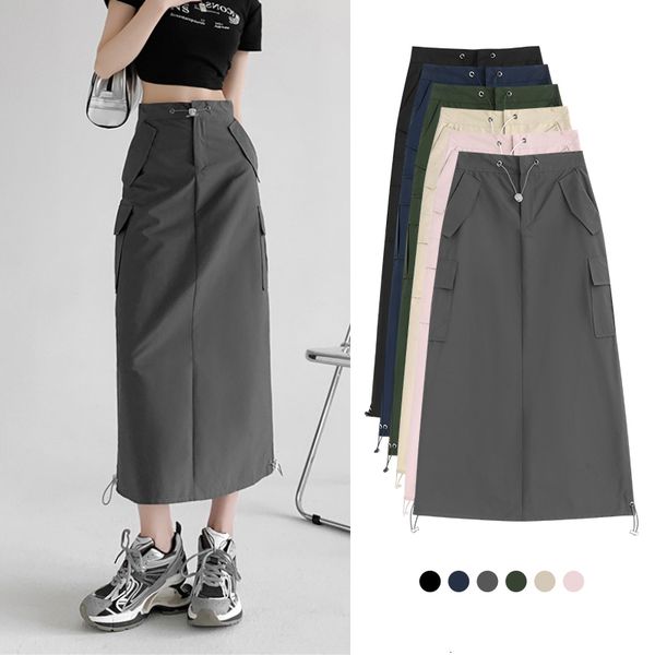 skirts cargo midi skirt women summer slim high waist slit a line stitching drawstring female streetwear vintage y2k grey 230804, Black
skirts cargo midi skirt women summer slim high waist slit a line stitching drawstring female streetwear vintage y2k grey 230804, Black