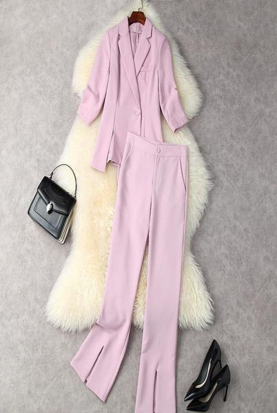 women039s two piece pants pink pant suits woman autumn notched collar single button split irregular blazer microflared trouser5239981, White
women039s two piece pants pink pant suits woman autumn notched collar single button split irregular blazer microflared trouser5239981, White