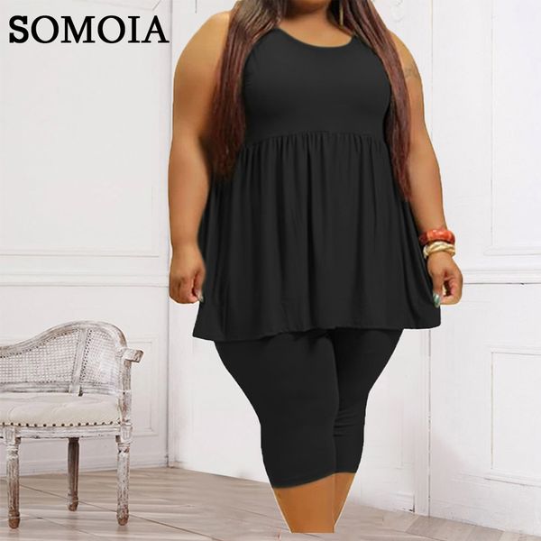 women's plus size pants summer two piece clothing sleeveless fashion draped solid color casual loose short suit drop 230804, Black
women's plus size pants summer two piece clothing sleeveless fashion draped solid color casual loose short suit drop 230804, Black