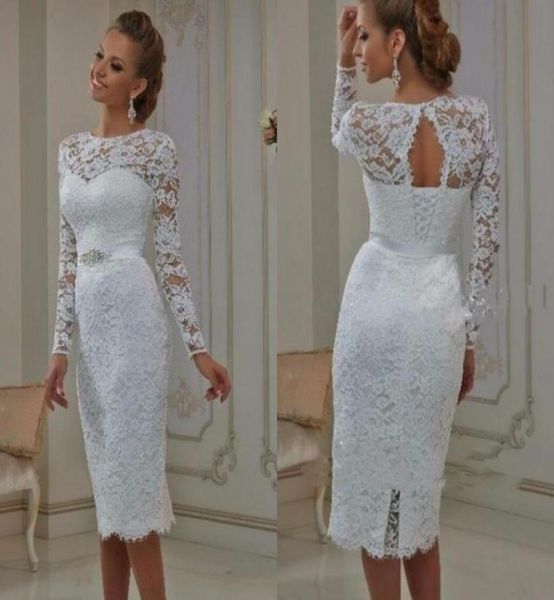 vintage informal casual wedding dresses tea length lace long sleeves short vestido de noiva sheath high jewel neck bridal gowns8825002, White
vintage informal casual wedding dresses tea length lace long sleeves short vestido de noiva sheath high jewel neck bridal gowns8825002, White