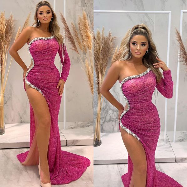rosy pink mermaid evening dresses sequins beads sides one shoulder formal party prom dress pleats split red carpet long dresses for special, Black;red
rosy pink mermaid evening dresses sequins beads sides one shoulder formal party prom dress pleats split red carpet long dresses for special, Black;red