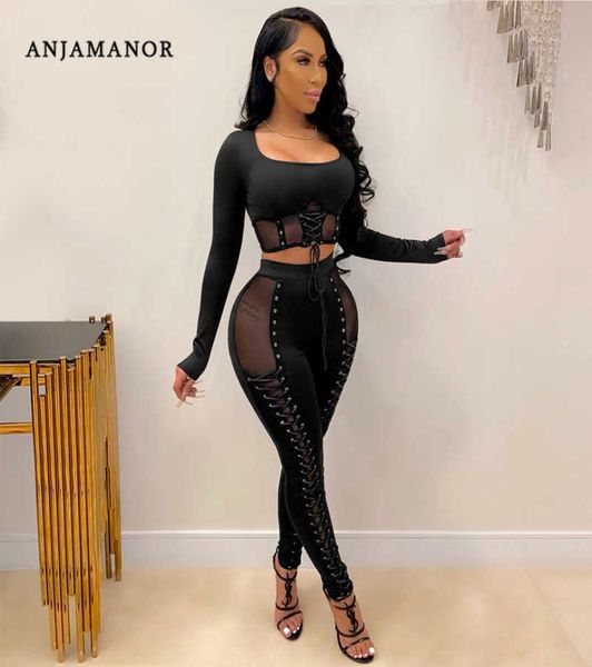 women039s two piece pants anjamanor two piece set sheer mesh patchwork tie up long sleeve crop leggings club outf4846499, White
women039s two piece pants anjamanor two piece set sheer mesh patchwork tie up long sleeve crop leggings club outf4846499, White