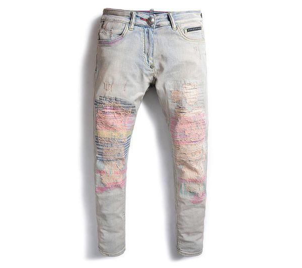 19ss mens designer pants new style casual skinny sweatpants rock revival hip hop man jeans hole drop crotch jogging pants brand st5326424, Blue
19ss mens designer pants new style casual skinny sweatpants rock revival hip hop man jeans hole drop crotch jogging pants brand st5326424, Blue