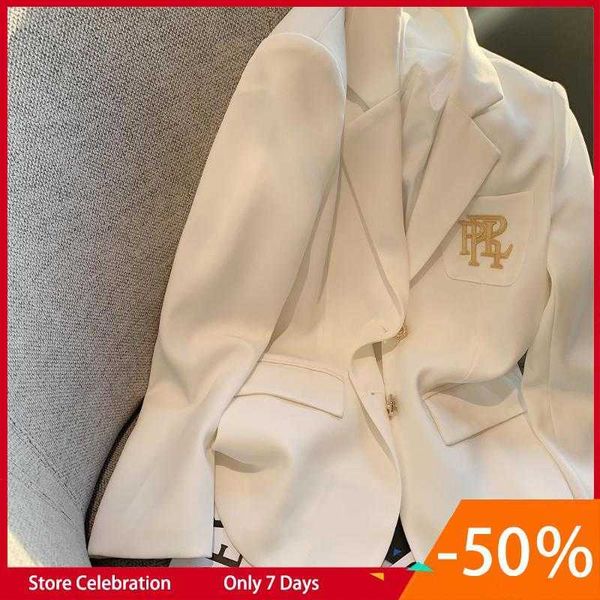 women's suits blazers letter embroidery suit jacket white for women long sleeve oversized coat loose blazer office ladies black 56214, White;black
women's suits blazers letter embroidery suit jacket white for women long sleeve oversized coat loose blazer office ladies black 56214, White;black