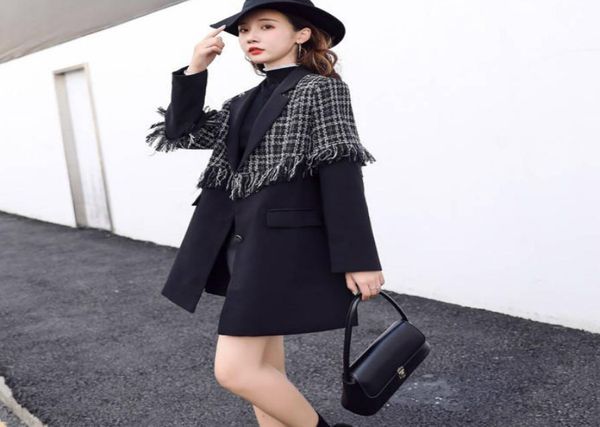 women patchwork blazer jacket 2020 spring autumn coats0121246753, White;black
women patchwork blazer jacket 2020 spring autumn coats0121246753, White;black