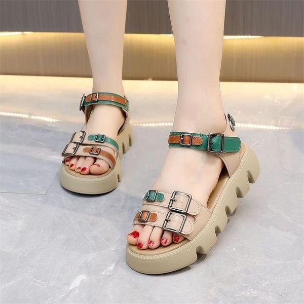 slippers thick sole sandals for women 2023 summer stripe versatile soft leather color matching fashion casual matsuke 230803, Black
slippers thick sole sandals for women 2023 summer stripe versatile soft leather color matching fashion casual matsuke 230803, Black