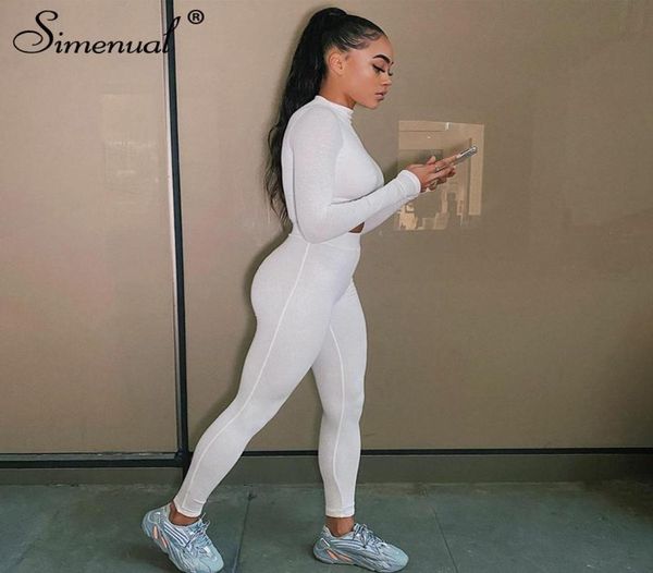 women039s two piece pants simenual casual solid sporty active wear matching sets women long sleeve autumn bodycon 2 outfits cro4129307, White
women039s two piece pants simenual casual solid sporty active wear matching sets women long sleeve autumn bodycon 2 outfits cro4129307, White