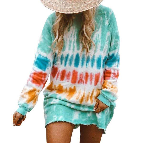 womens casual tie dyed printed long sleeved dress, Black;gray