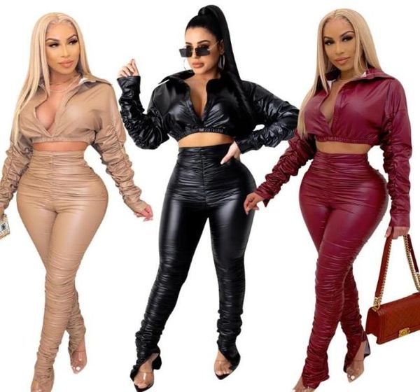 long sleeve 2 pieces pants autumn winter solid women tracksuit pu leather ruched stacked leggings pant out4560131, White
long sleeve 2 pieces pants autumn winter solid women tracksuit pu leather ruched stacked leggings pant out4560131, White
