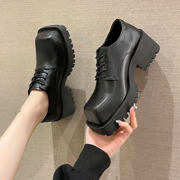dress shoes 2023 women's single fashion pumps laceup square toe leather thick sole non slip lightweight comfortable casual 230803, Black
dress shoes 2023 women's single fashion pumps laceup square toe leather thick sole non slip lightweight comfortable casual 230803, Black