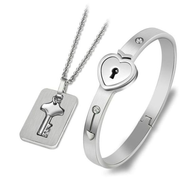 stainless steel heart lock bangle bracelet key pendant necklace fashion concentric titanium jewelry designer couple sets8913833, Silver
stainless steel heart lock bangle bracelet key pendant necklace fashion concentric titanium jewelry designer couple sets8913833, Silver