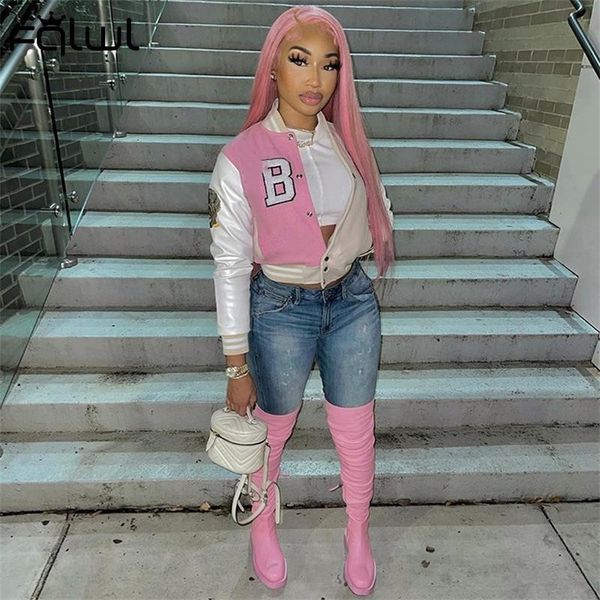 women's jackets fqlwl pink baseball fashion winter jackets for women patchwork button crop casual jackets coats varsity bomber jacket 2, Black;brown
women's jackets fqlwl pink baseball fashion winter jackets for women patchwork button crop casual jackets coats varsity bomber jacket 2, Black;brown