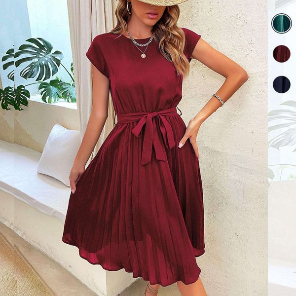yan xuan summer lace up dress pure color pleated for women, Black;gray
yan xuan summer lace up dress pure color pleated for women, Black;gray