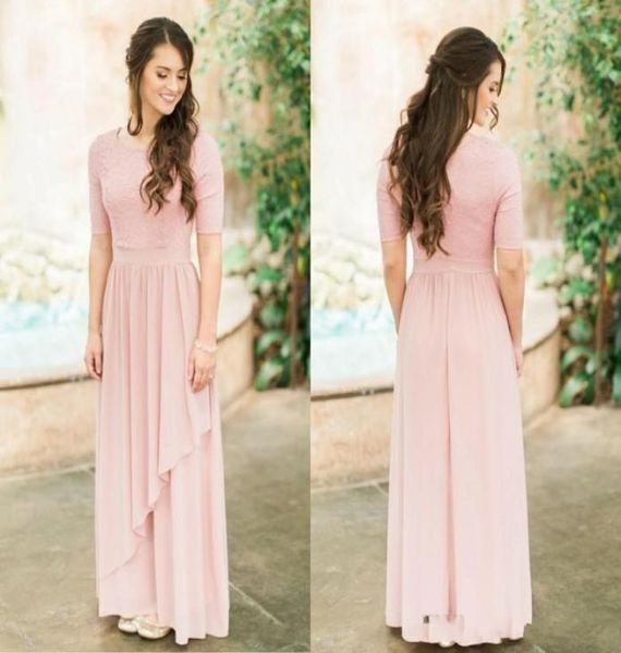 2019 modest rose dusty long bridesmaid dresses with half sleeves lace chiffon country wedding bridesmaids dresses boho sleeved cus8610532, White;pink
2019 modest rose dusty long bridesmaid dresses with half sleeves lace chiffon country wedding bridesmaids dresses boho sleeved cus8610532, White;pink
