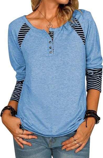 womens casual v neck tunic striped button pullover sweatshirt henley shirts tee, White
womens casual v neck tunic striped button pullover sweatshirt henley shirts tee, White
