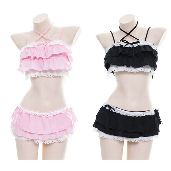 women's swimwear cute girls lolita ruffle bikini sukumizu cosplay pink and black color swimsuit hollowed multilayer hem biquini women s, White;black
women's swimwear cute girls lolita ruffle bikini sukumizu cosplay pink and black color swimsuit hollowed multilayer hem biquini women s, White;black