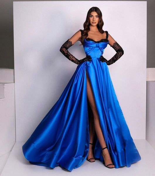royal blue plus size a line prom dresses long for women spaghetti straps side split formal occasions pageant dress evening party birthday go, Black
royal blue plus size a line prom dresses long for women spaghetti straps side split formal occasions pageant dress evening party birthday go, Black